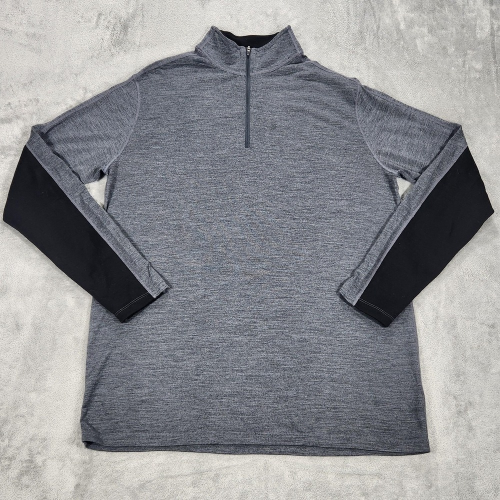 Ibex Pullover Mens XL Gray 1/4 Zip Merino Wool Colorblock Base Layer Top